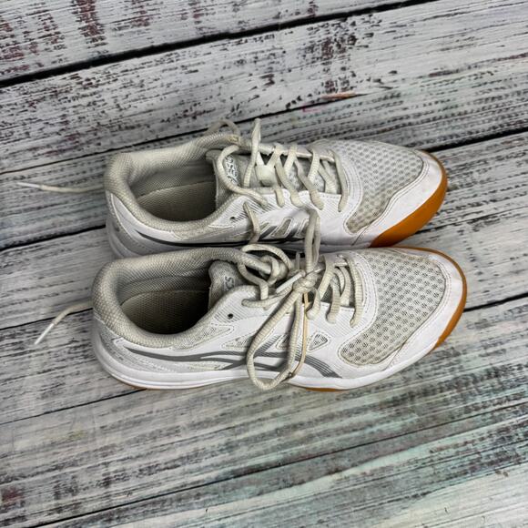 Asics Upcourt 5 Volleyball Shoes White Silver Gum Sole 7 - Picture 3 of 6